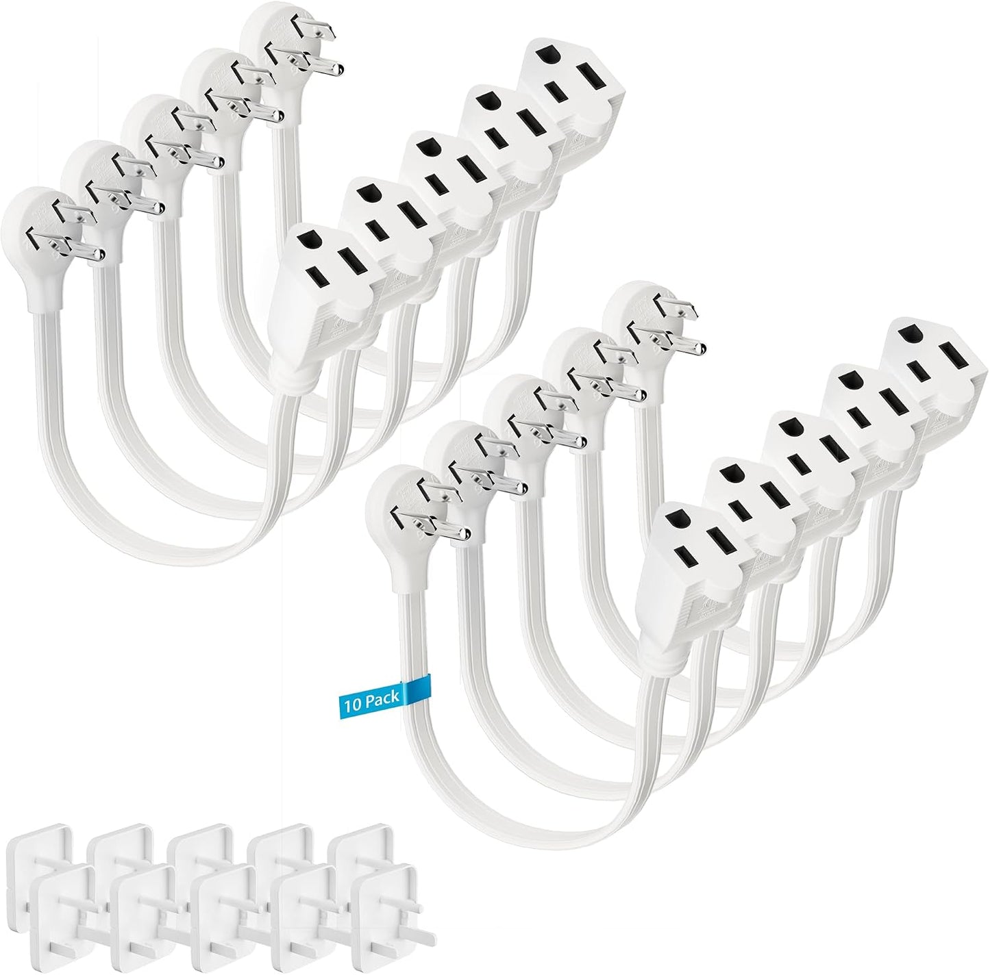 Cable extensión plano 1.5ft 10pzas 3 clavijas 14AWG