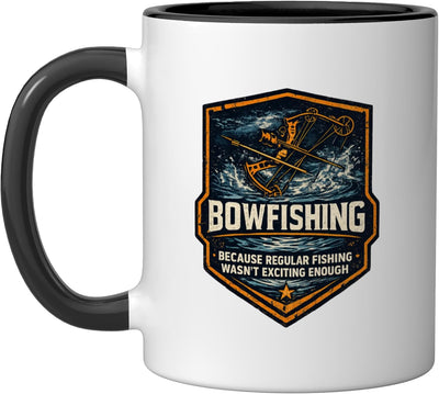 Taza cerámica para pesca con arco negro/blanco