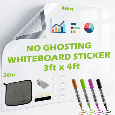 Papel pizarra blanca 48x36pulg adhesivo con 3 marcadores