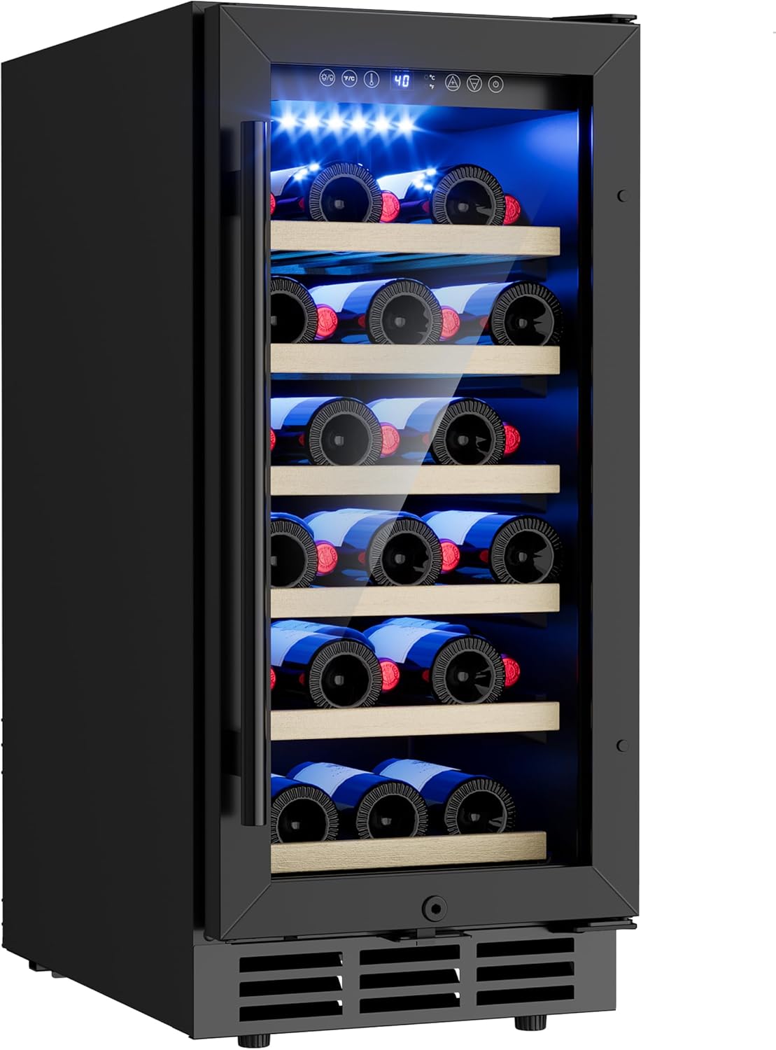 Refrigerador vino 29 botellas 15pulg puerta vidrio doble negro