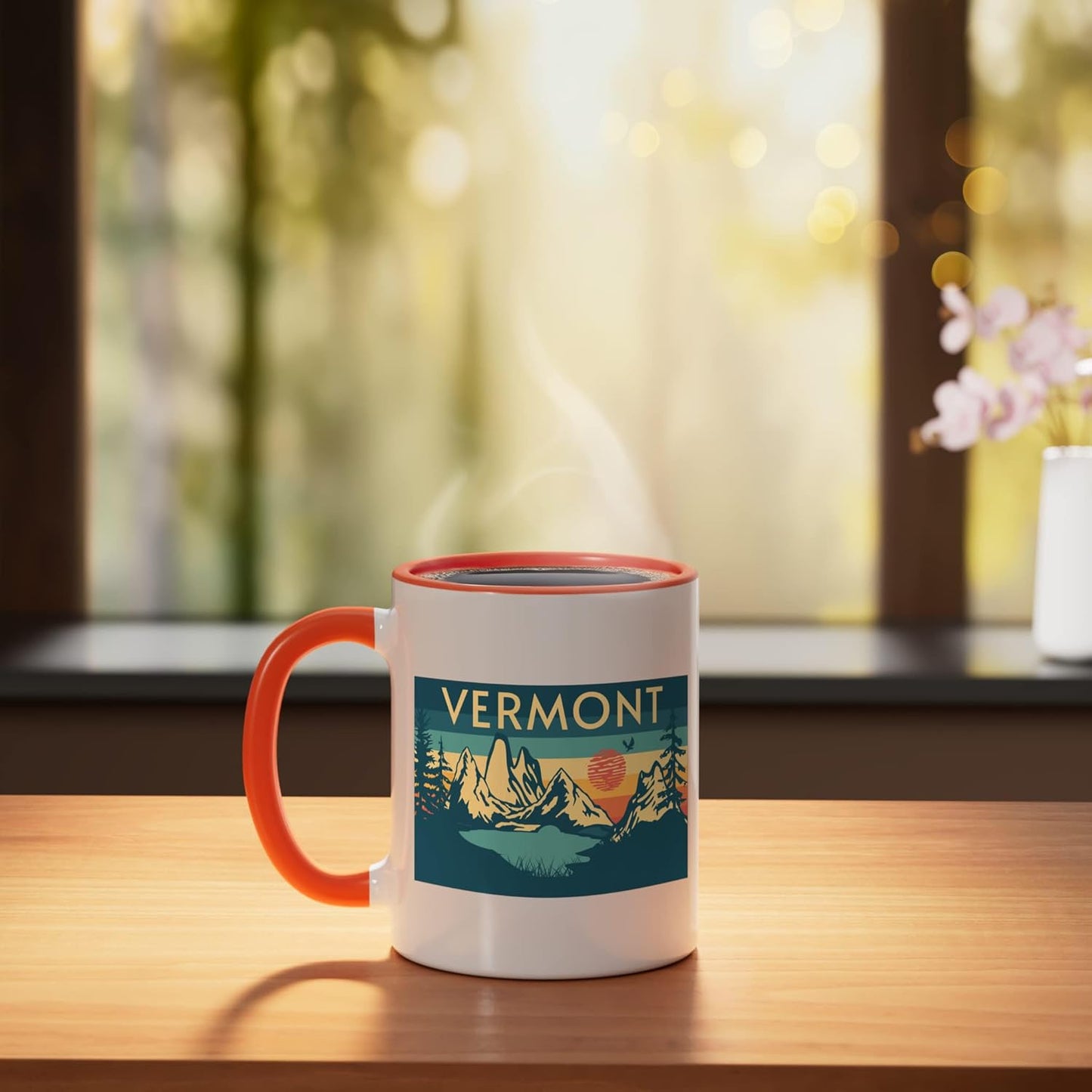 Taza cerámica Vermont naranja/blanca