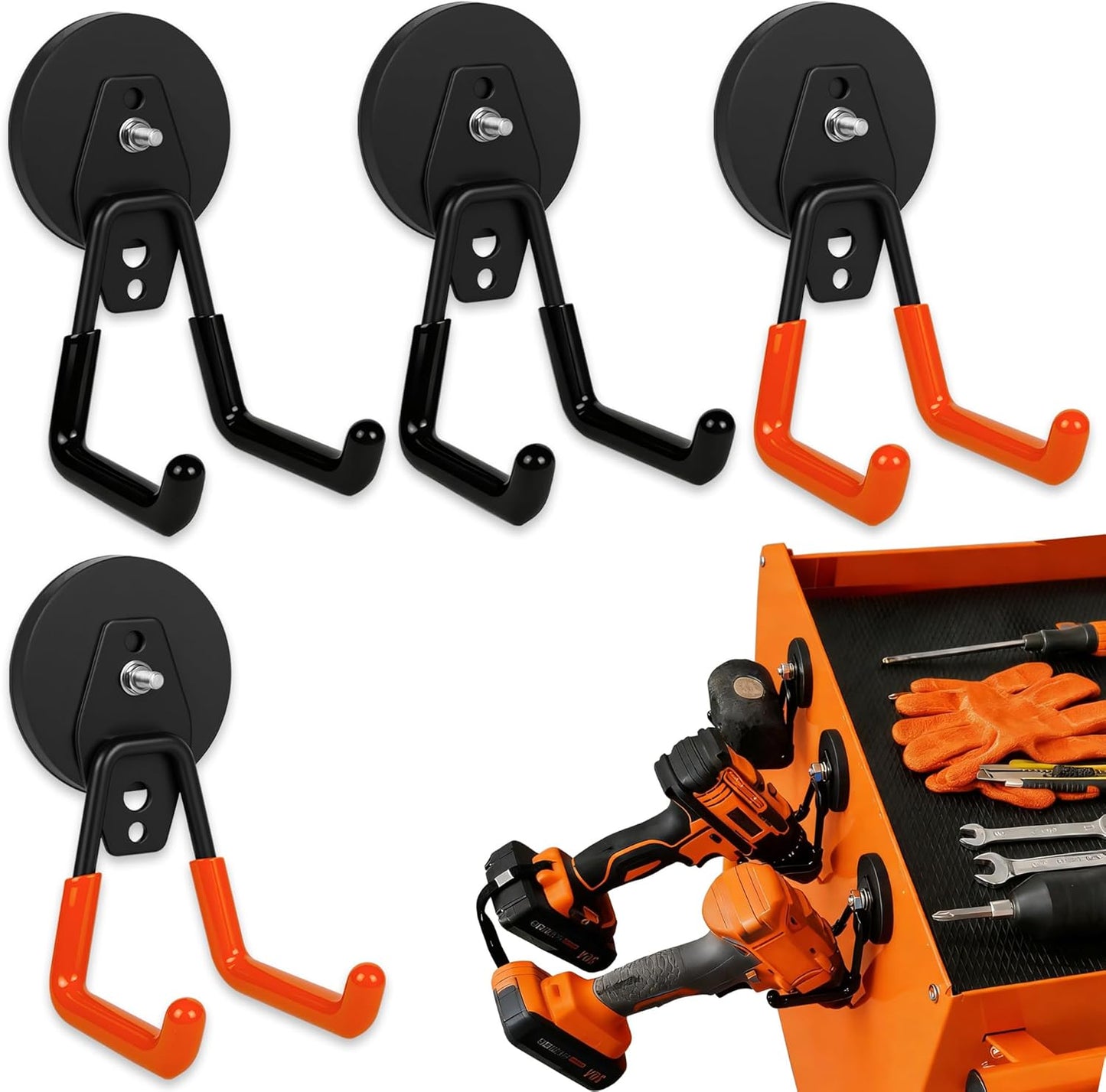 Ganchos magnéticos neodimio pack 4 para pared y herramientas