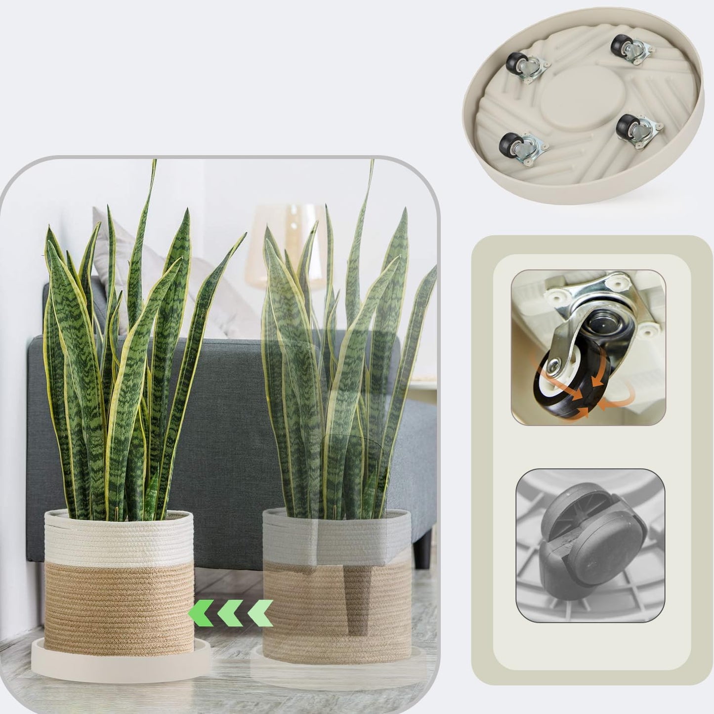 2 Soportes Plantas Ruedas Silenciosas 165lbs Exteriores