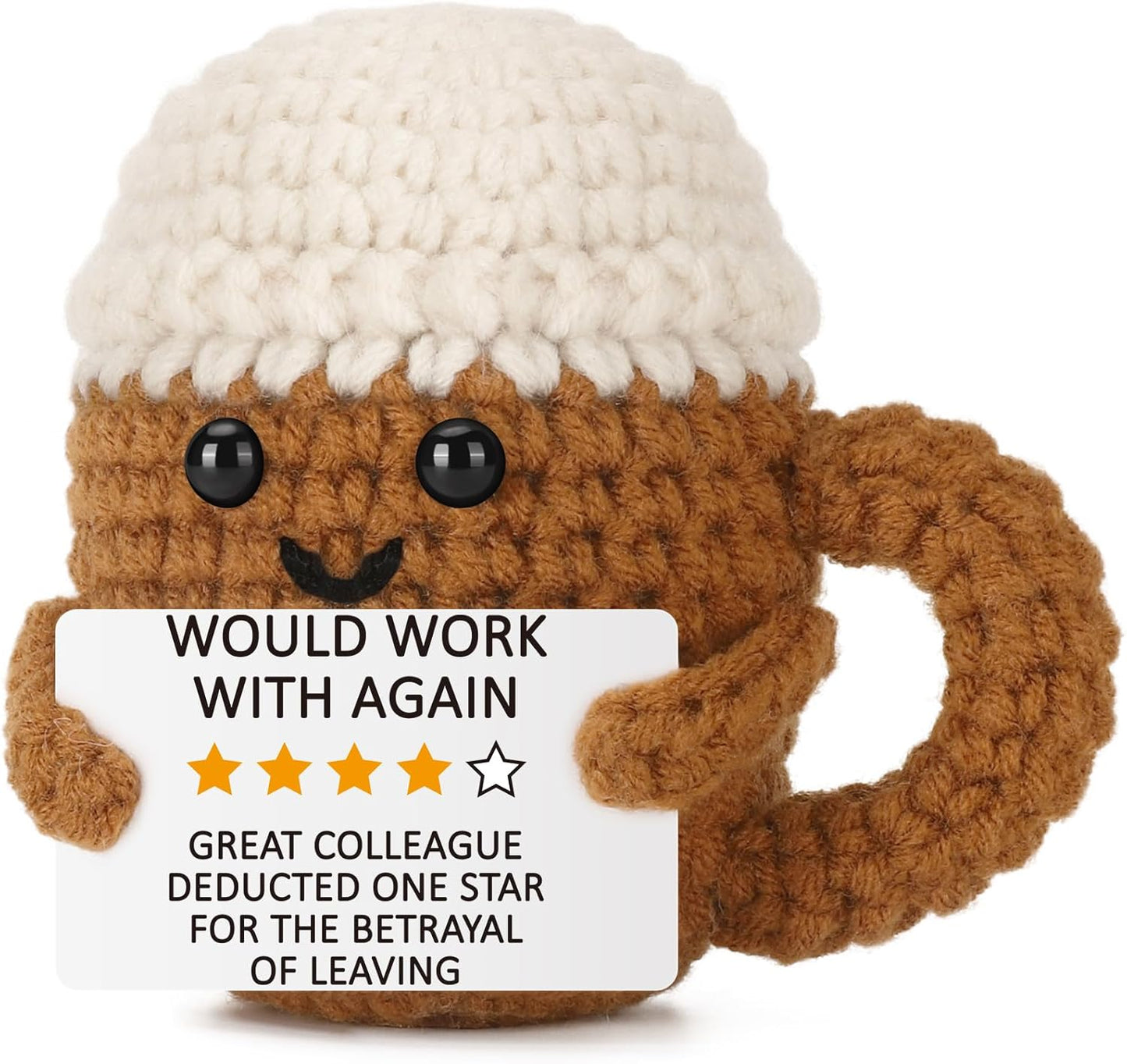 Taza de café hecha a mano de ganchillo regalo para compañeros de trabajo