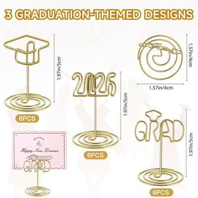 Soportes de fotos dorados de graduación 2026 para centros de mesa