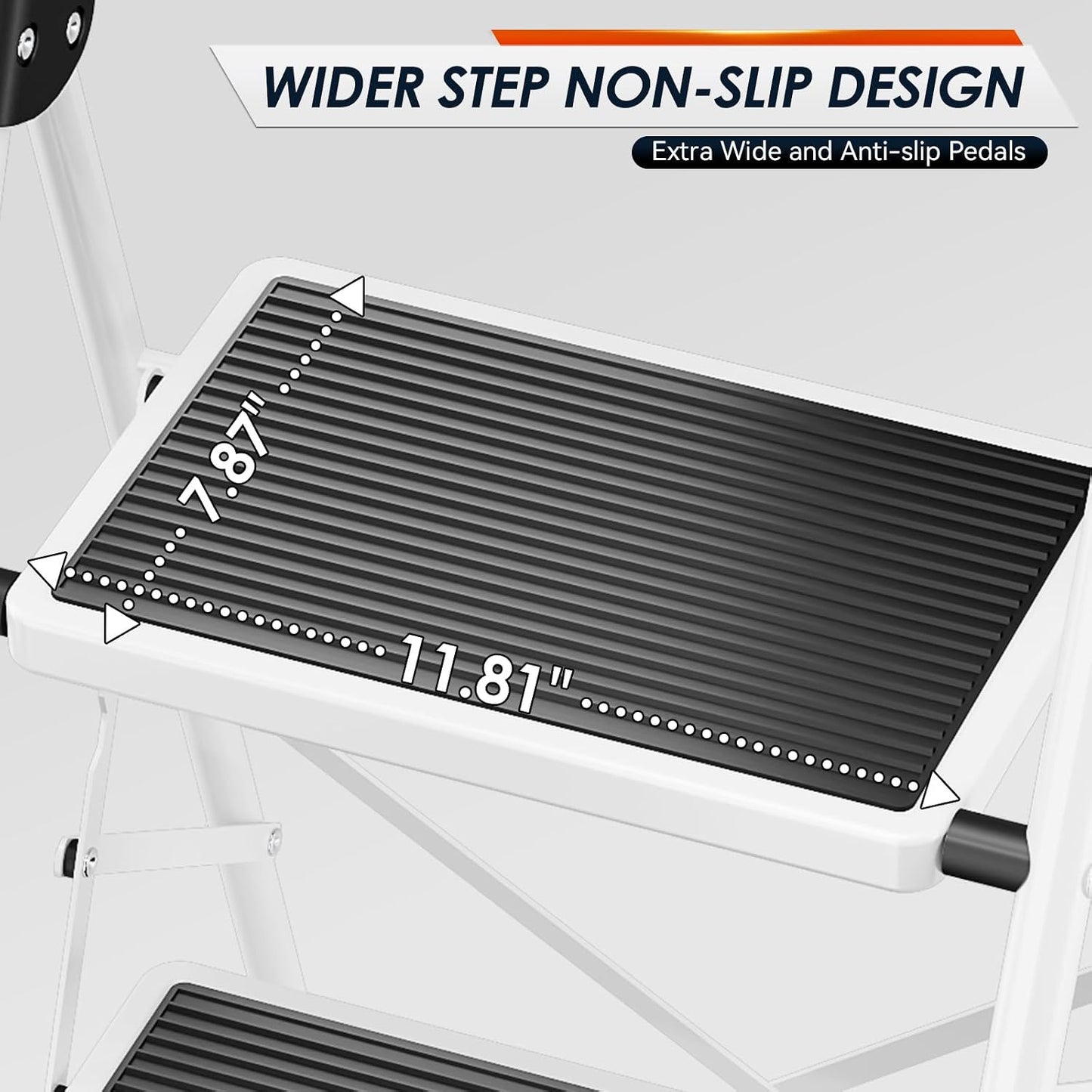 Escalera 4 peldaños antideslizante plegable asa color blanco