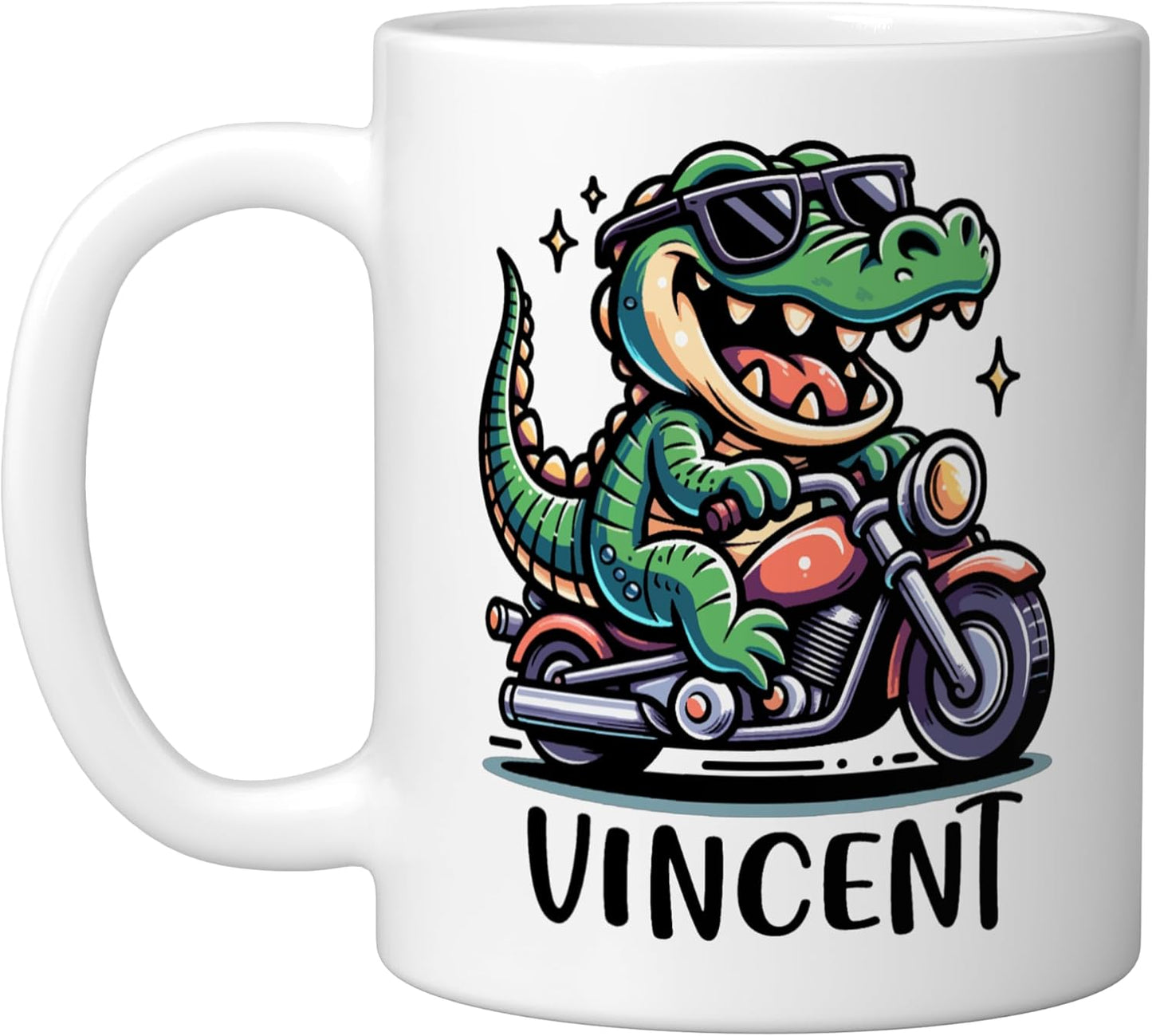 Taza Cerámica para Niño Vincent Diseño Cocodrilo Blanco