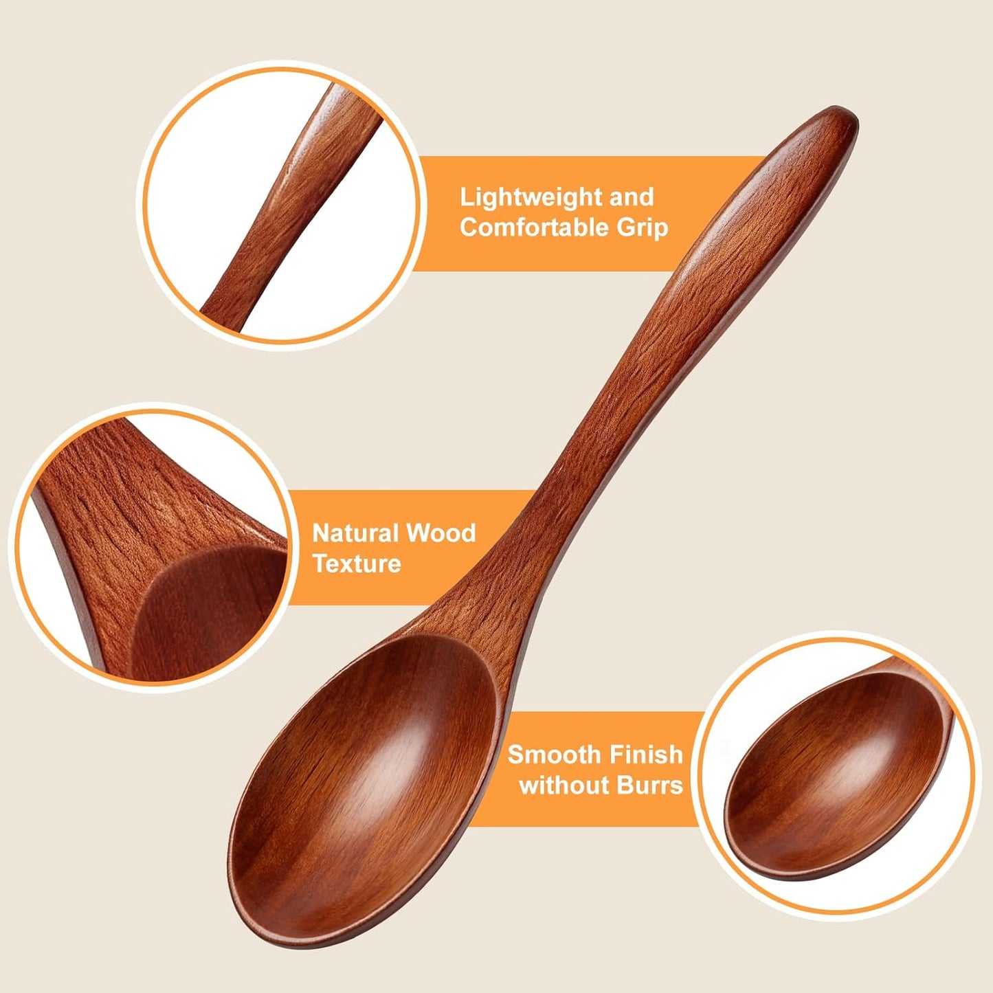 Set 4 cucharas madera para té y servir 5.7pulg