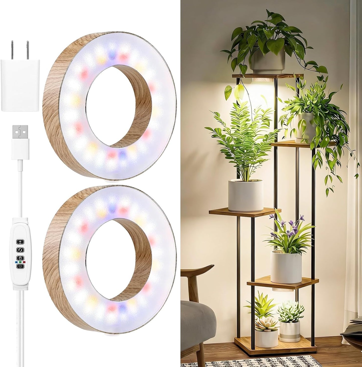 Luces cultivo interior 96 LED espectro completo 2en1