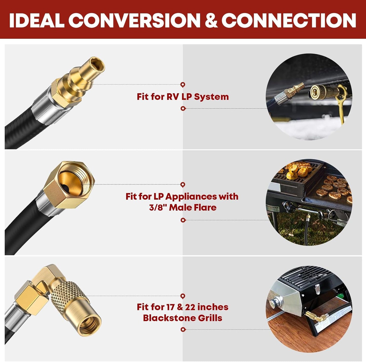 Manguera propano RV 7ft con adaptador Blackstone conexión rápida