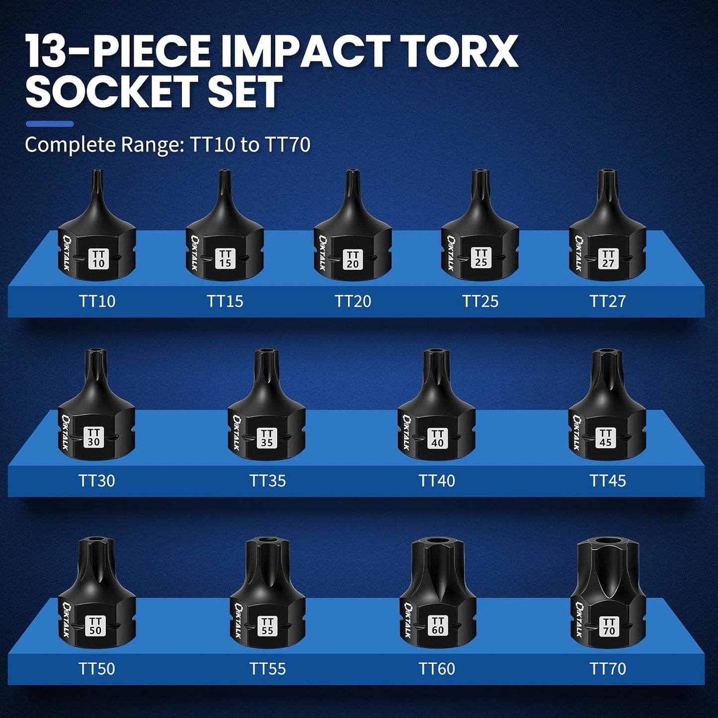 Set 13 Llaves Torx Impacto Acero S2 Antivuelco