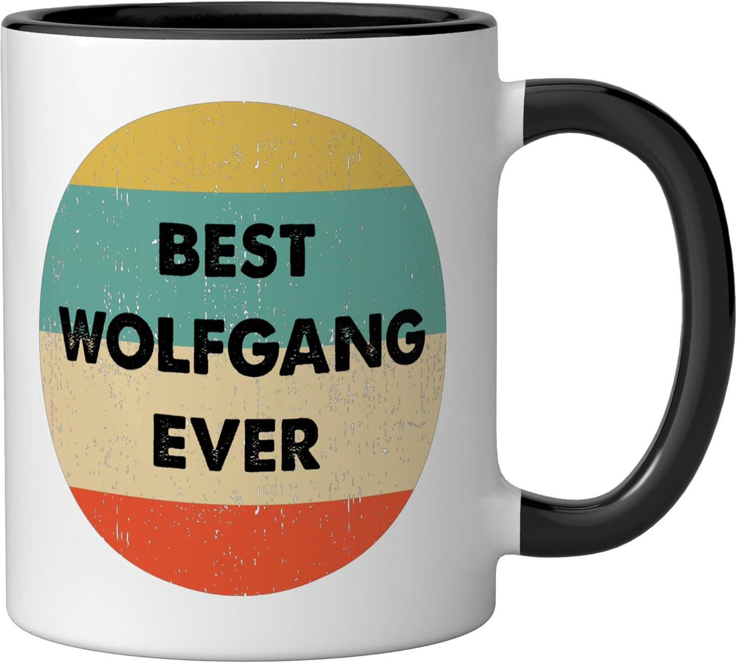 Taza cerámica Wolfgang First Name negra/blanca