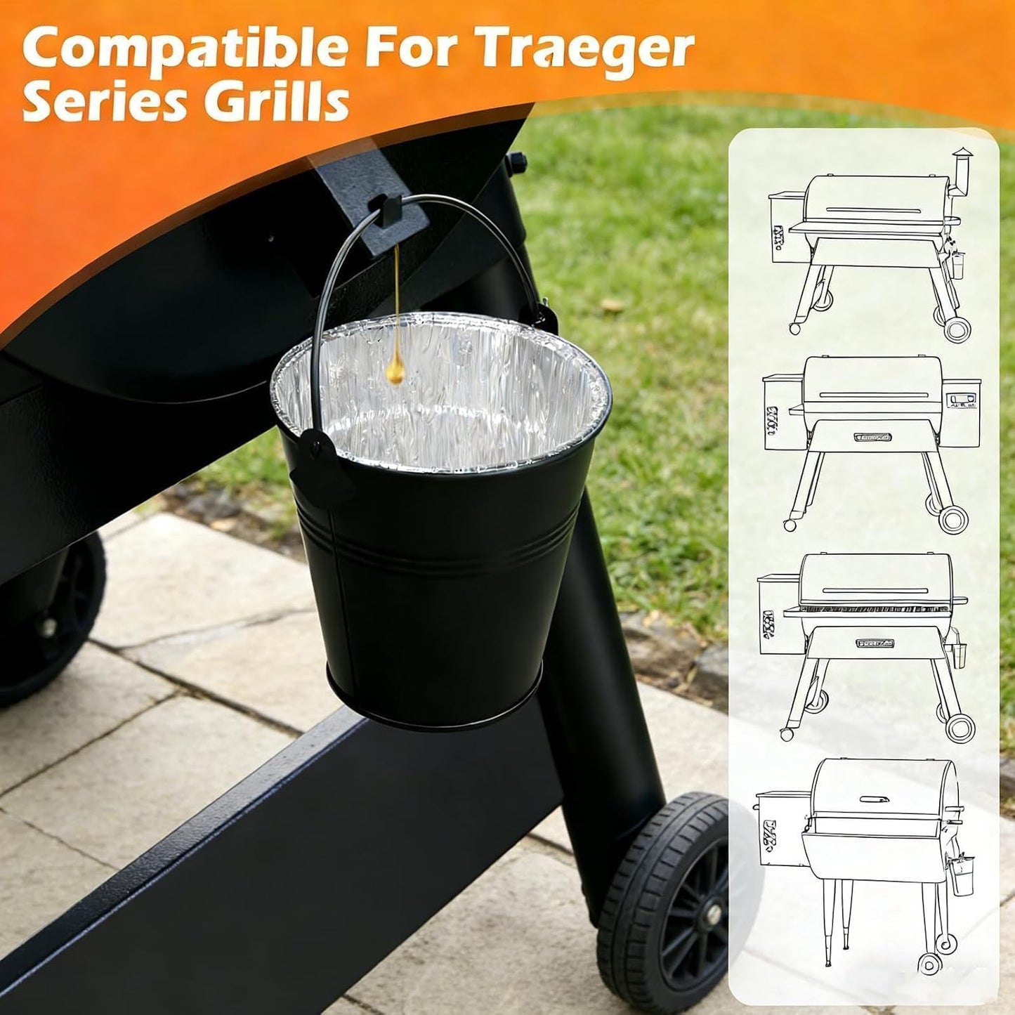 30 Revestimientos Grasa Cubo Negro Traeger Pro Series