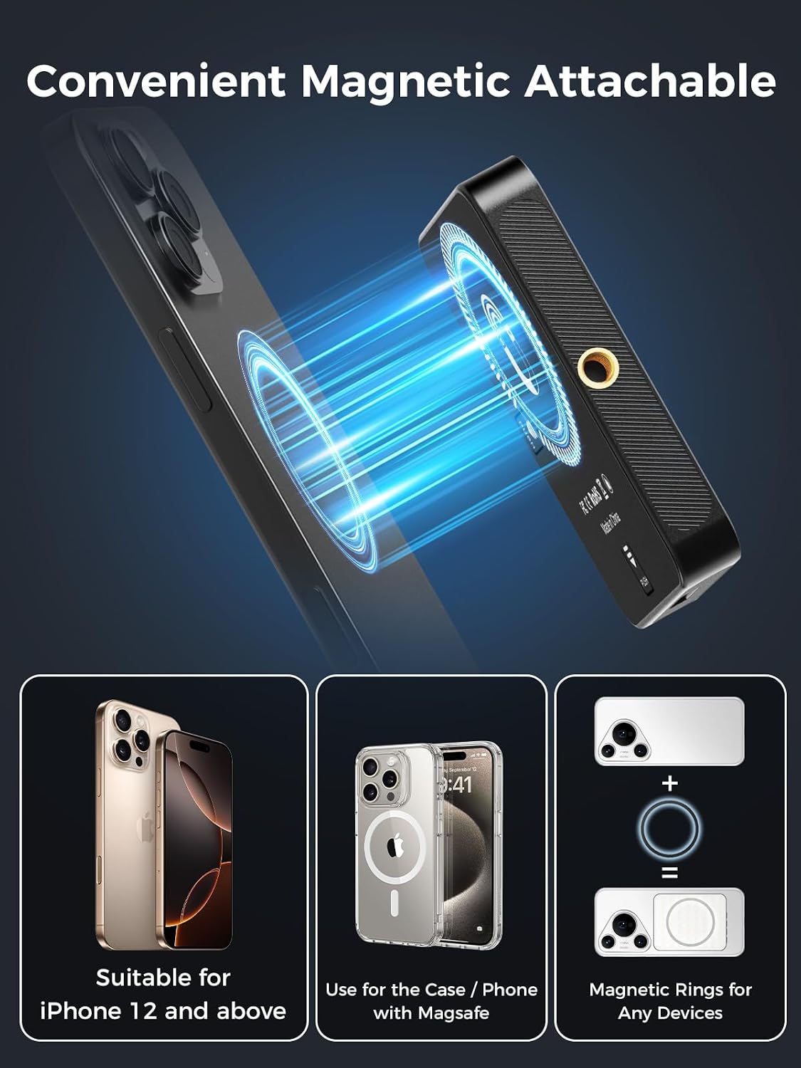 Luz video portátil 2000mAh CRI80 3 colores 10 brillo magnético