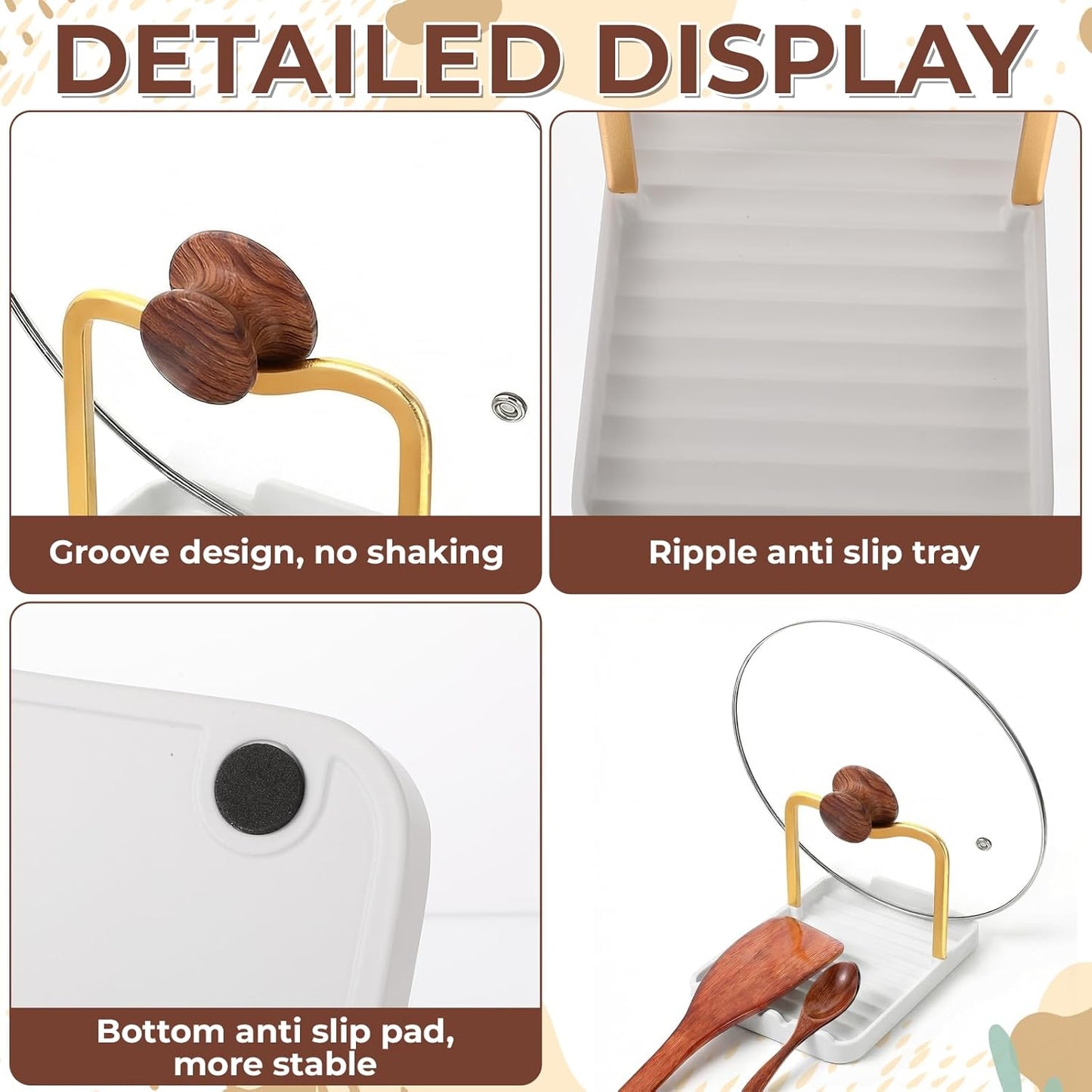 Soporte para cucharas y tapas de metal para ollas de cocina