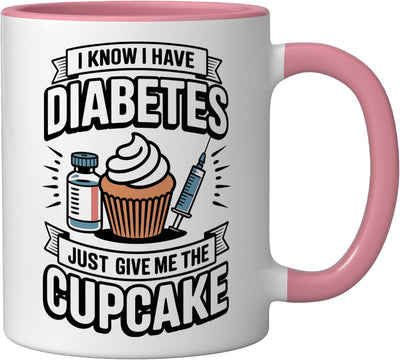 Taza cerámica para diabéticos con cupcake rosa/blanco
