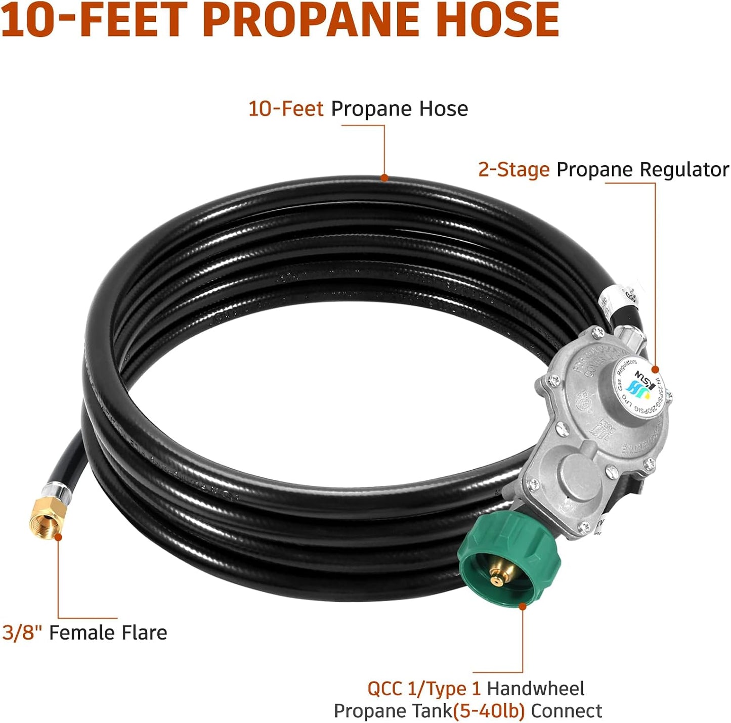 Manguera reguladora propano 10ft para generador RV estufa gas