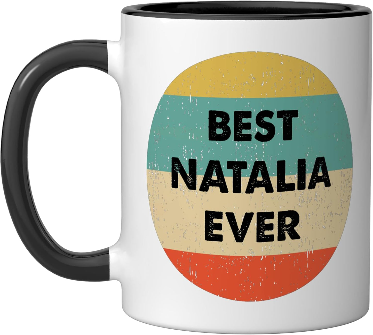 Taza de cerámica Natalia Name color negro y blanco