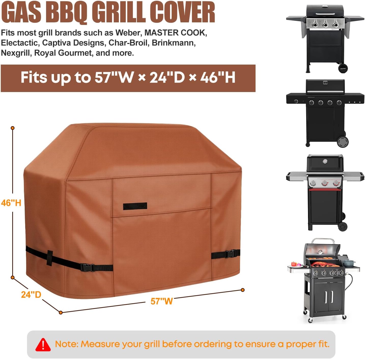 Funda parrilla gas 57pulg impermeable UV resistente Weber