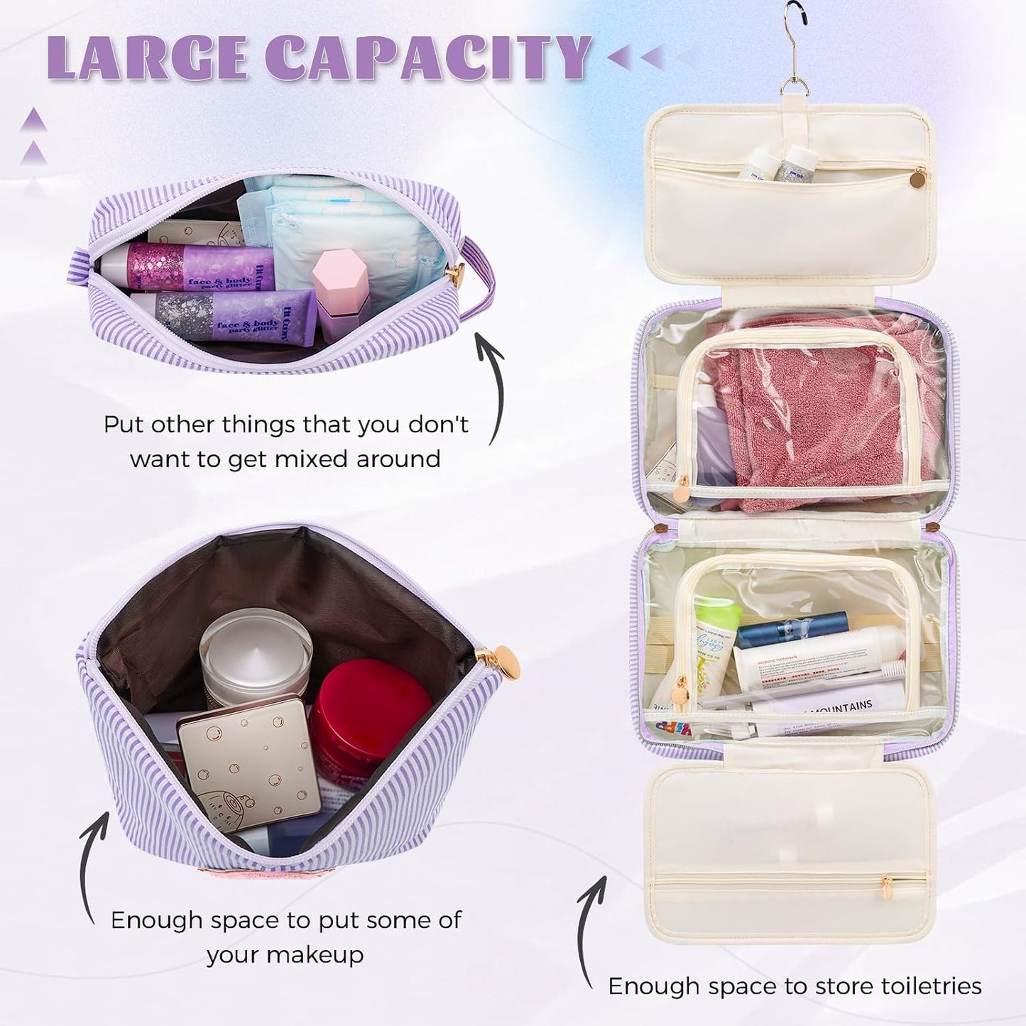 Set Bolsa Aseo y Cosméticos Lavanda