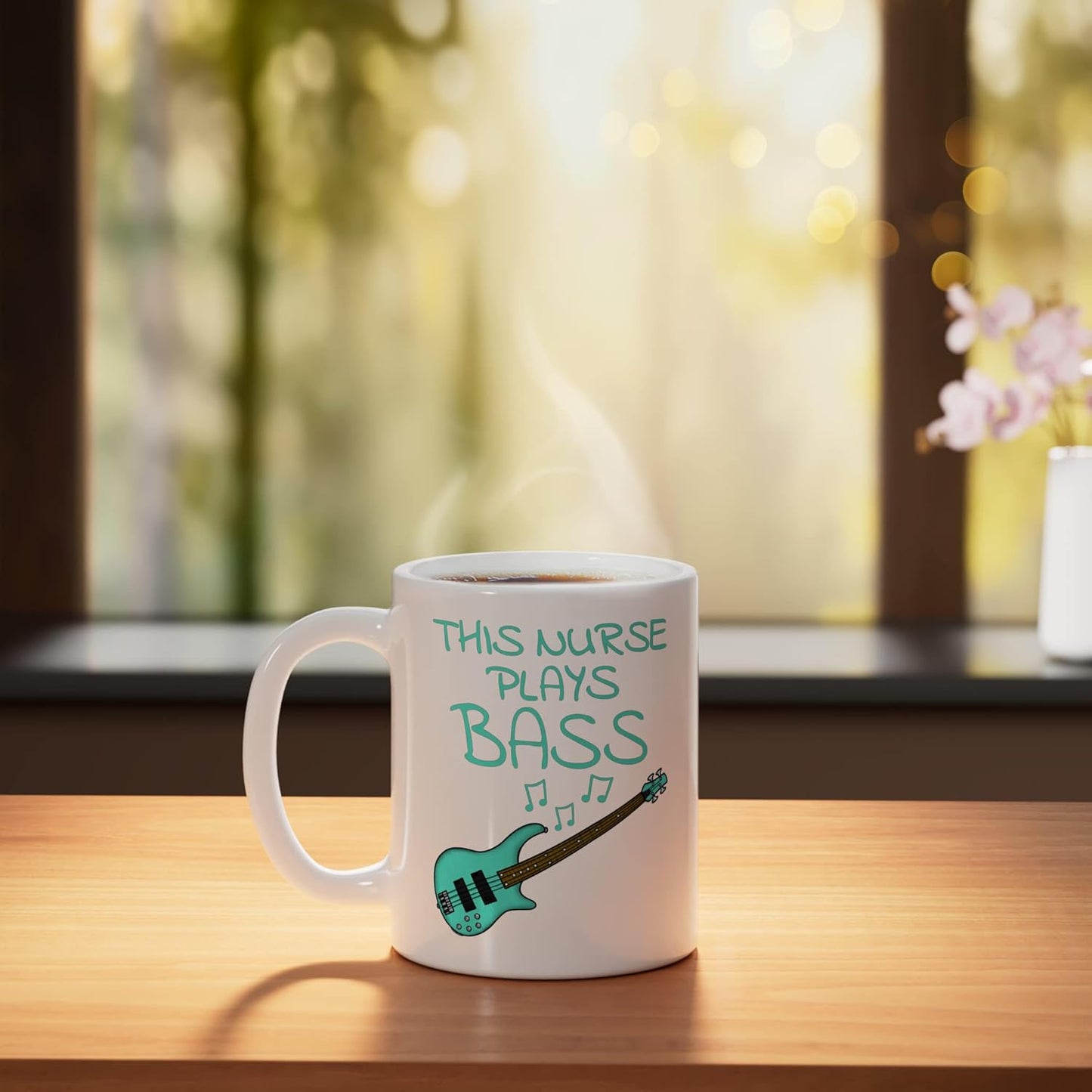 Taza de cerámica para músico baterista blanco