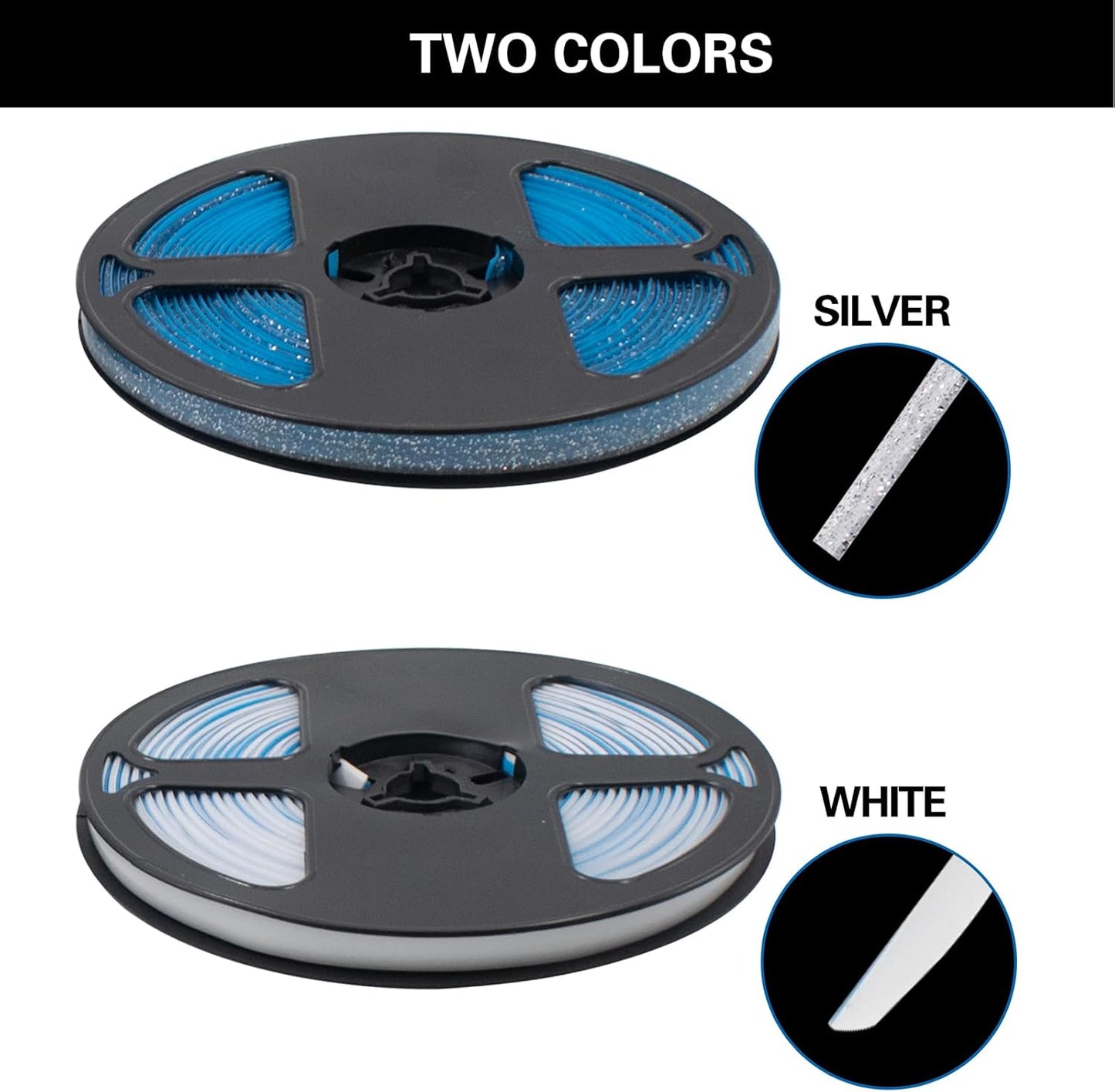 2 Cintas Calafatear PVC Autoadhesivas 19.7pulg x 0.3pulg