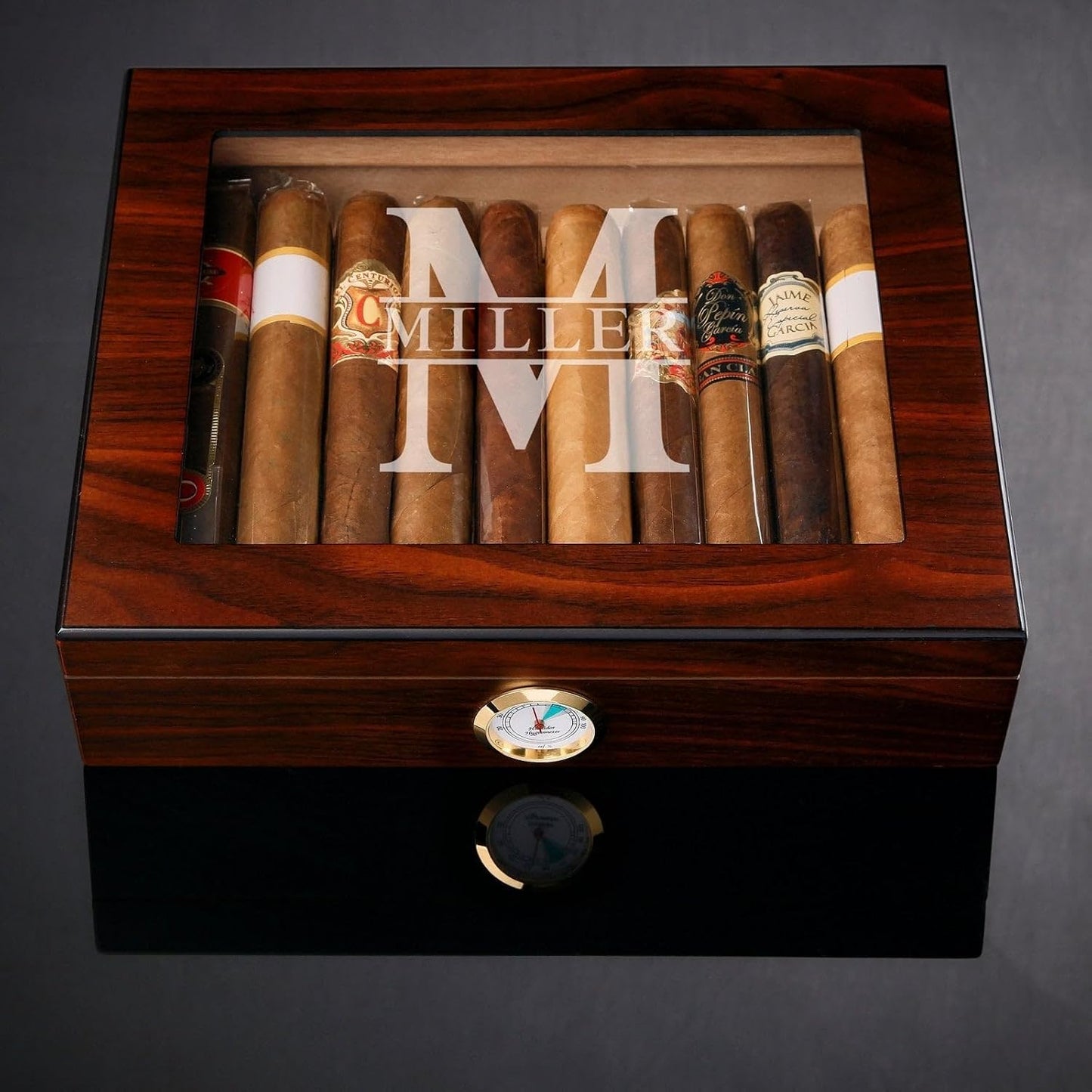 Caja humidor digital con higrómetro Santiago