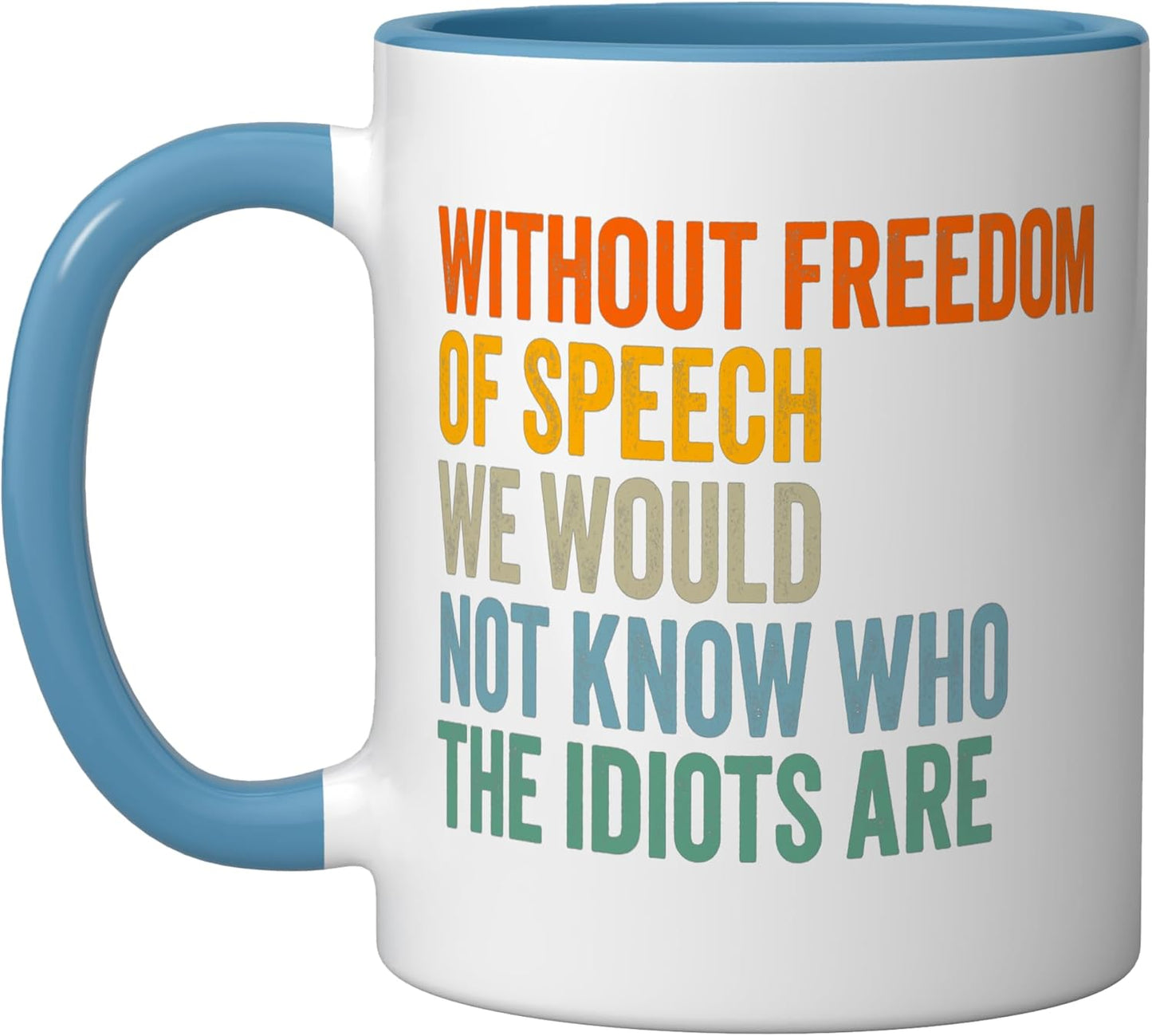 Taza Cerámica Frase Humorística Azul/Blanco