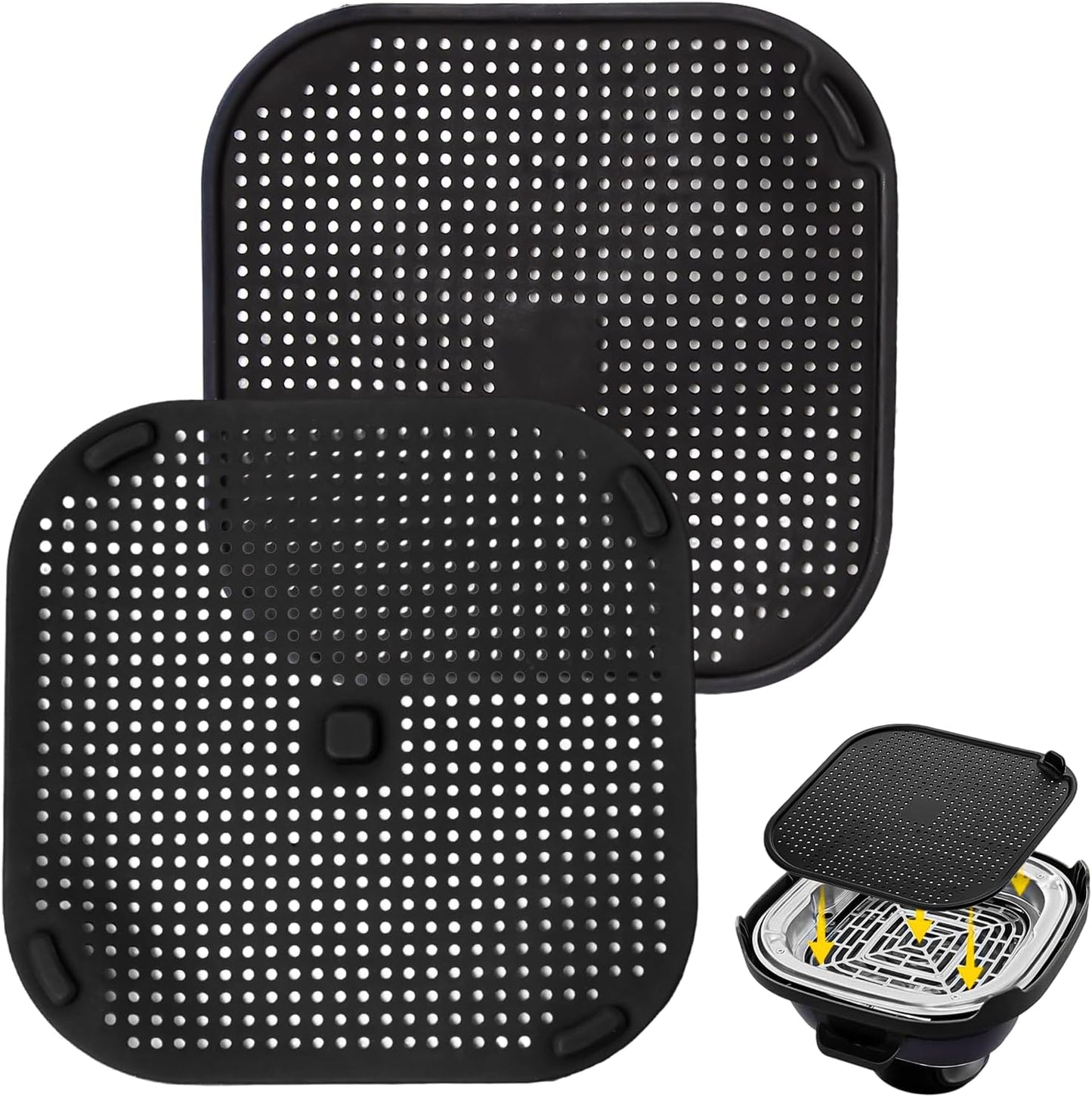 Paquete de 2 pantallas de salpicaduras para freidora de aire Ninja negro
