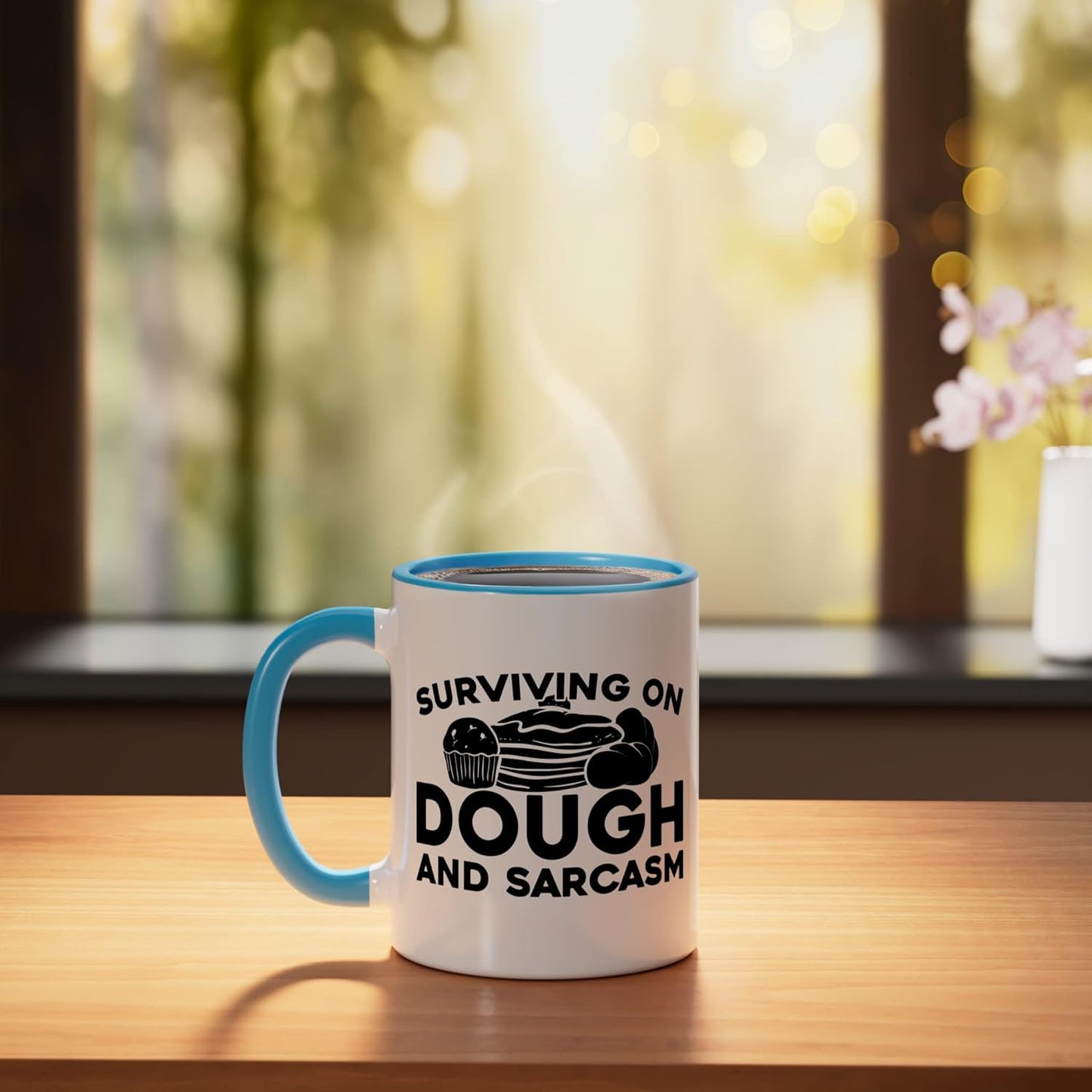 Taza Cerámica para Panadería Azul/Blanco