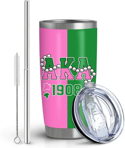Taza viaje acero inox 20oz con tapa y pajita rosa y verde