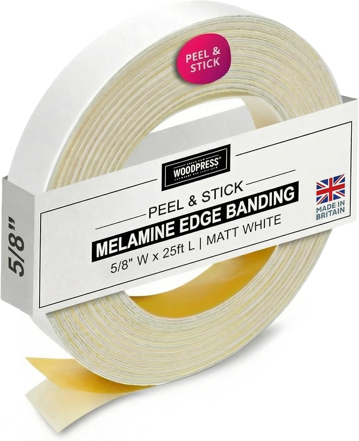 Cinta melamina 5/8pulg blanca mate 25ft para reparar encimeras