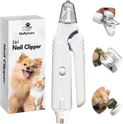 Cortauñas 2en1 perros gatos con luces LED recargable USB