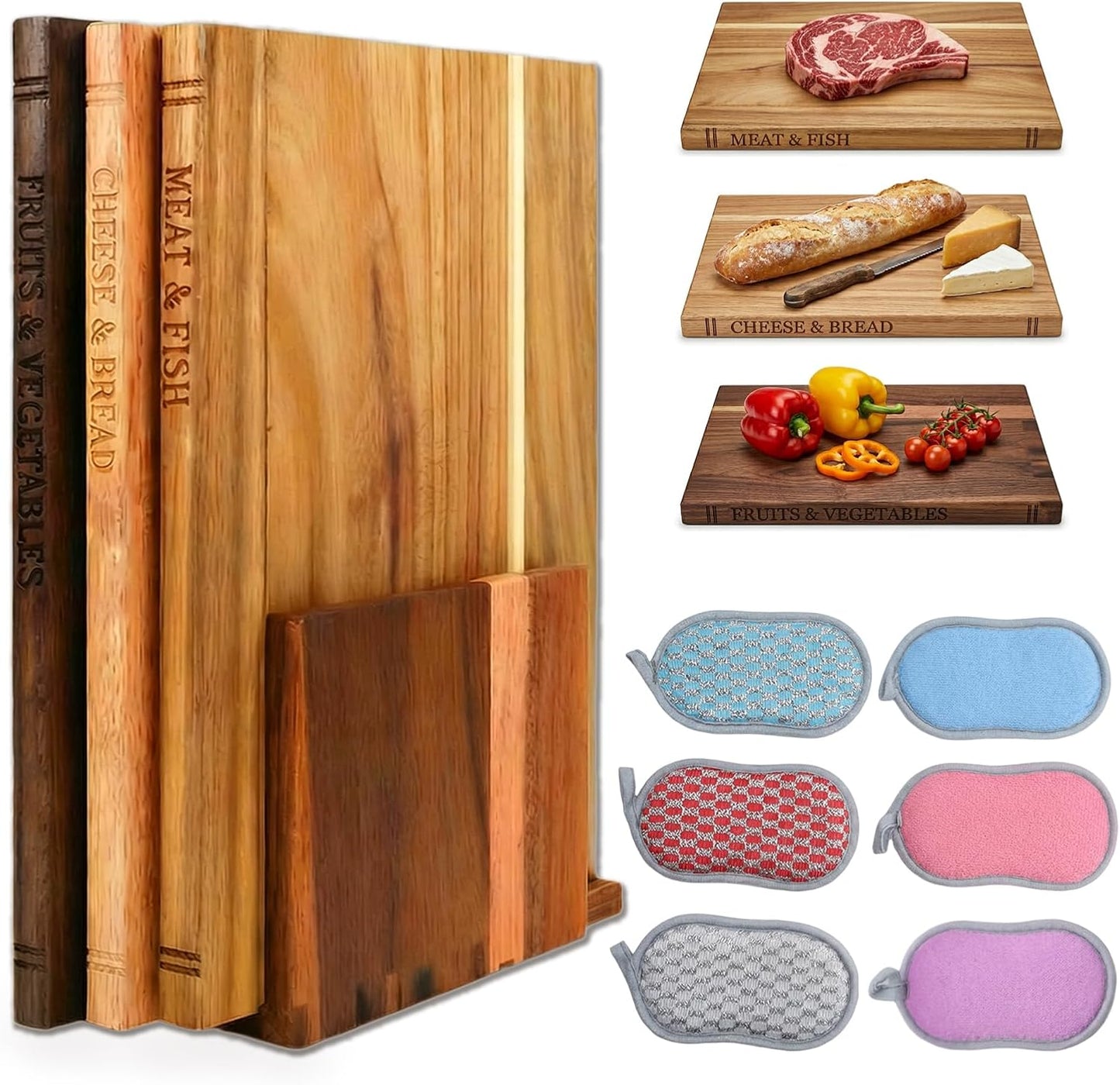 Tabla cortar acacia en forma de libro decorativa