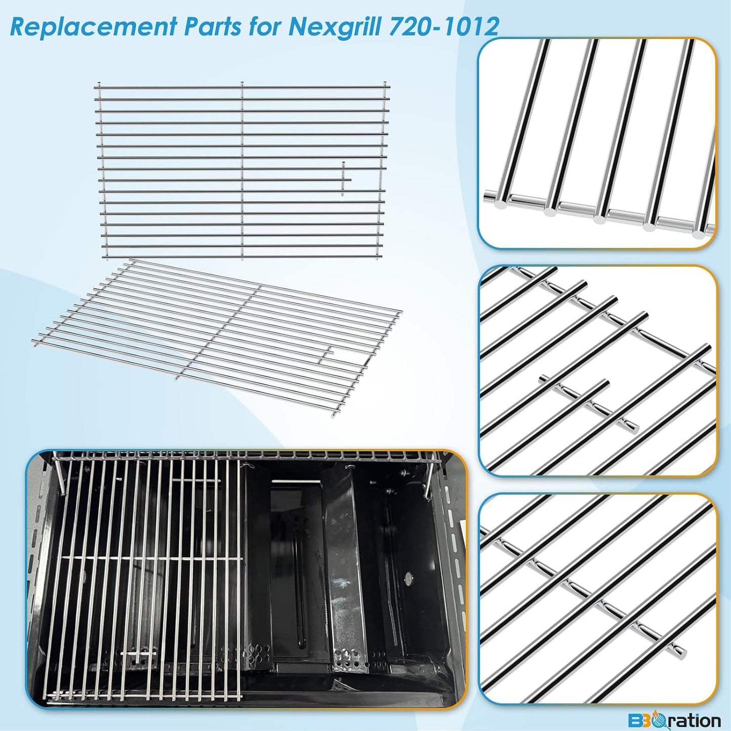 Kit repuesto Nexgrill 720-1012 3 quemadores escudo térmico