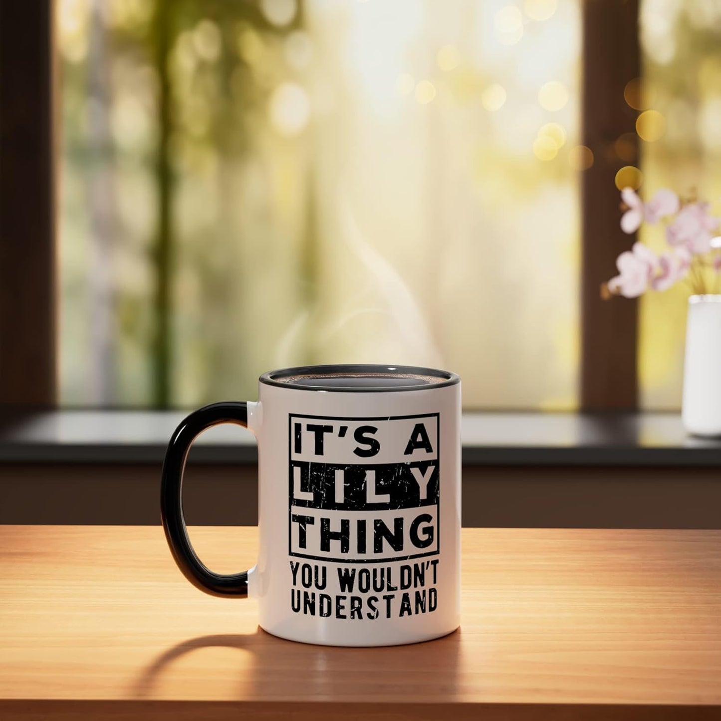 Taza cerámica con frase divertida en negro y blanco