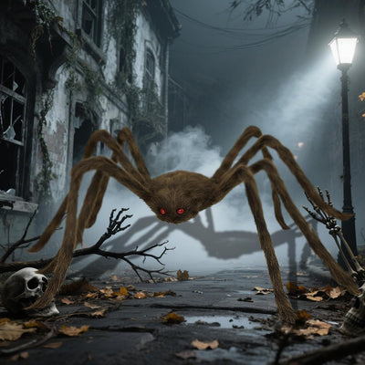 Araña gigante Halloween 5ft color negro marrón blanco