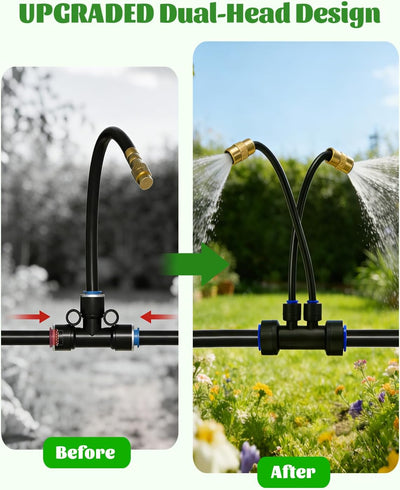 Sistema riego goteo 66ft 40 boquillas doble cabezal flexibles