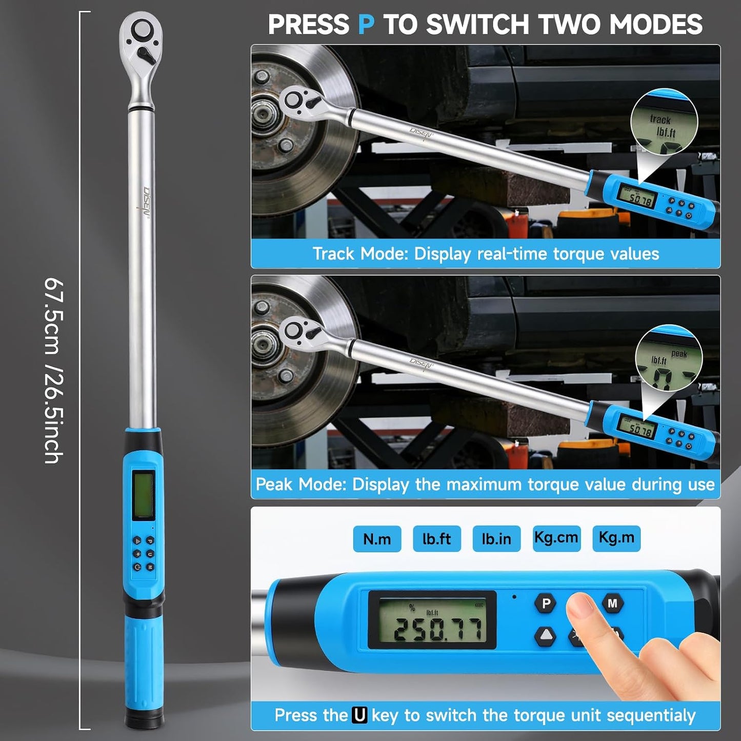 Llave dinamométrica 1/2 pulg 17-340N.m motocicleta