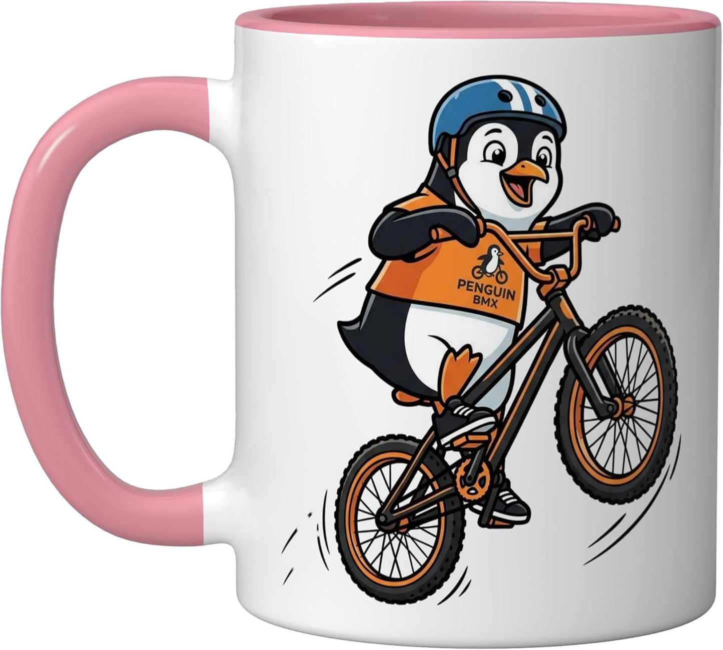 Taza Cerámica BMX Penguin Estilo Hielo Rosa/Blanco