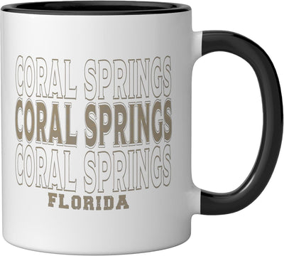 Taza cerámica Vintage Coral Springs Florida negra/blanca