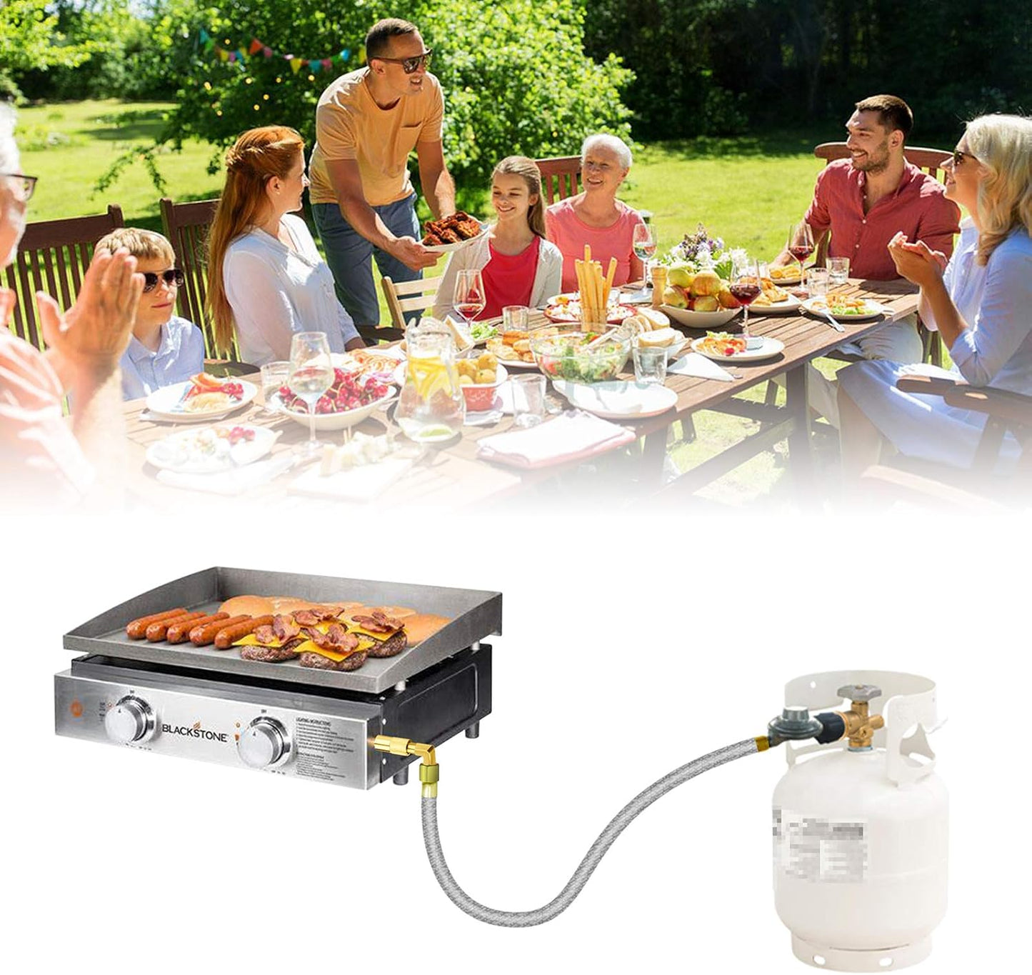 Manguera propano acero inox 6ft adaptador parrilla