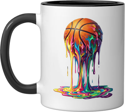 Taza de cerámica Basketball Splash Art negra/blanca