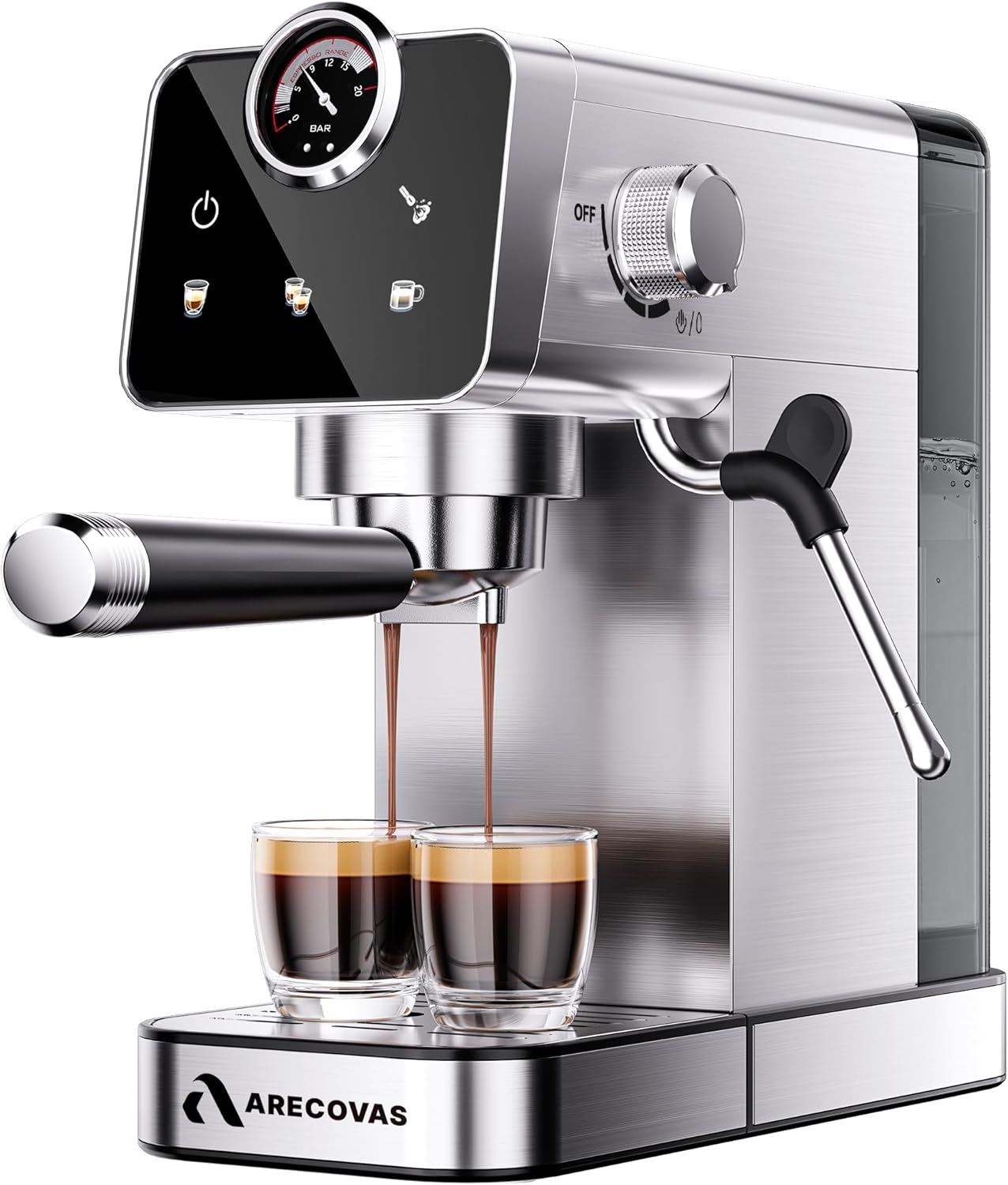 Cafetera Espresso Acero Inox 20 Bar Pantalla Táctil 41oz