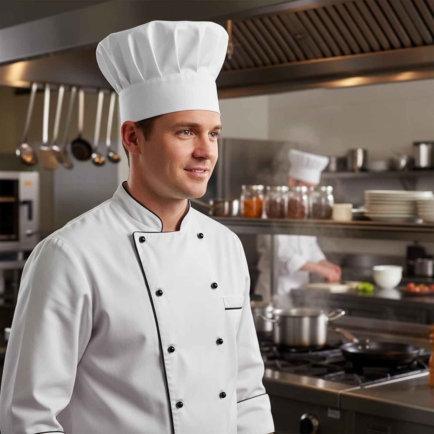 Sombrero de chef ajustable para adultos color blanco