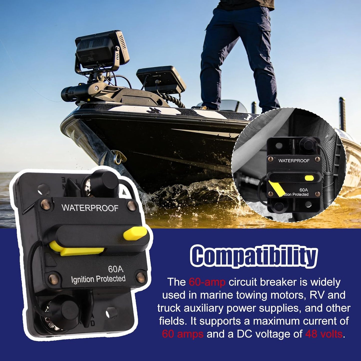 Disyuntor 60A para Motor Minn Kota 12-48V