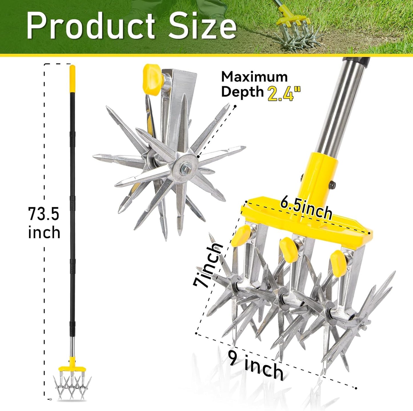 Cultivador jardín dientes grandes mango 74pulg resistente