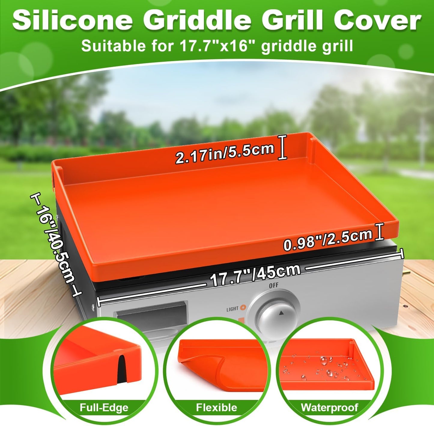 Cubierta silicona 17pulg para parrilla Blackstone grado alimenticio