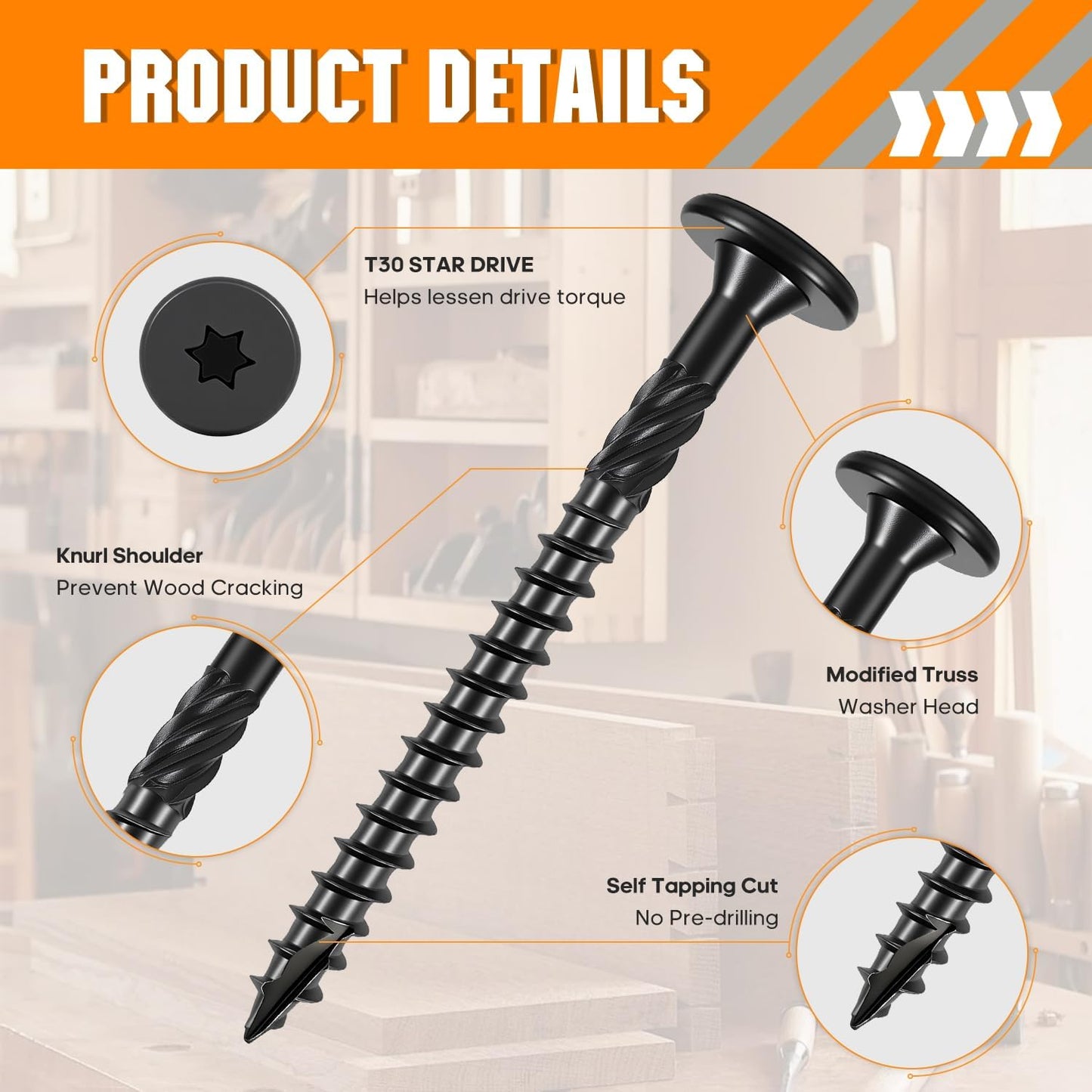 Tornillos #14 x 4.5pulg estructura madera al aire libre 500uds