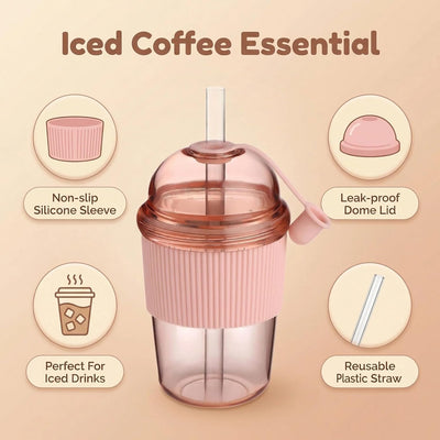 Tazas de café Ices reutilizables 14 oz con tapas y pajitas